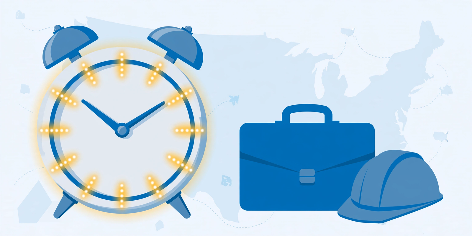 Illustration of an alarm clock representing state overtime rules
