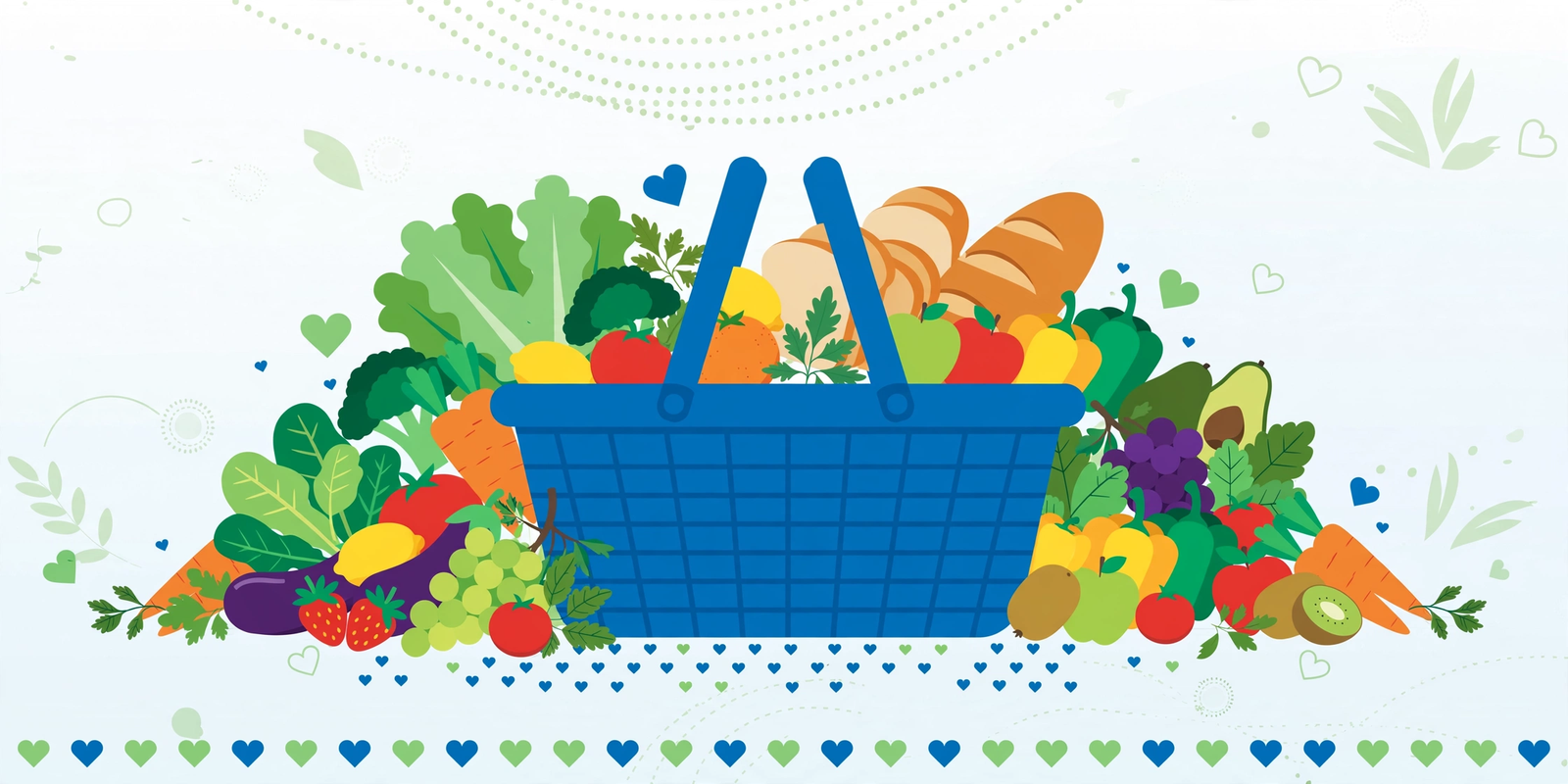 Illustration of a grocery basket representing SNAP income limits by state